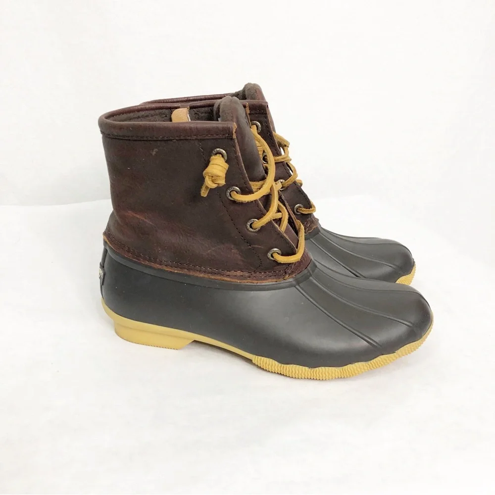 Sperry Saltwater Duck Thinsulate Leather Boots, Size 6 Womans, Brown